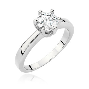 Złoty pierścionek W563 Diament 0,70ct białe złoto pr. 585
