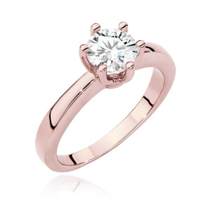 Złoty pierścionek W563 Diament 0,70ct różowe złoto pr. 585