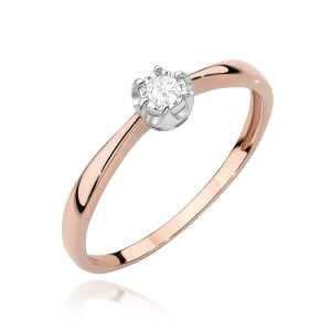Złoty pierścionek W567 Diament 0,06ct różowe złoto pr. 585