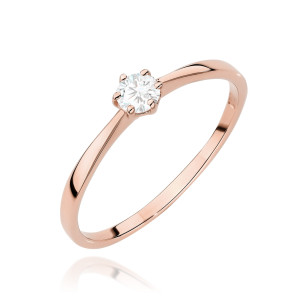 Złoty pierścionek W579 Diament 0,15ct różowe złoto pr. 585