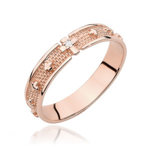 Złoty pierścionek W580 Diament 0,0086ct różowe złoto pr. 585