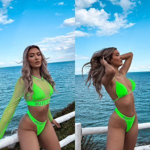 BAZAAR - The Gemini Bikini w/Top Green - neon green - xs