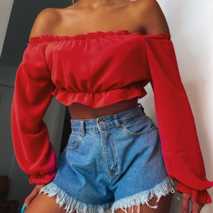 BAZAAR - The Elisa Off Shoulder Top - ΚΟΚΚΙΝΟ - s/m