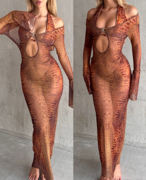 BAZAAR - The Nalaya Beach Maxi Dress SS25 - TAN - l/xl
