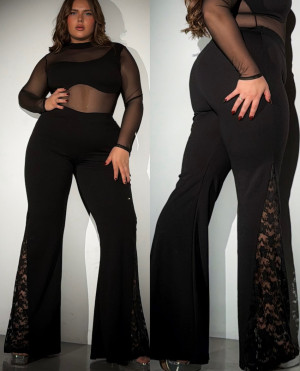 The Fiena AW26 Παντελονα Καμπανα - ΜΑΥΡΟ - s/m