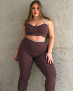 Σετ Τοπ & Κολαν Παντελονι Denis SS26 PowerPlay Collection - BROWN - xl/xxl