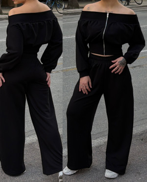 Σετ Τοπ / Παντελονα The Khloe SS26 - ΜΑΥΡΟ - xl/xxl