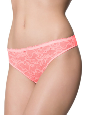 Hottie stringi z koronkowym przodem - koralowy