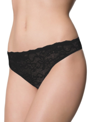 Hottie String - stringi z koronkowym przodem - czarne
