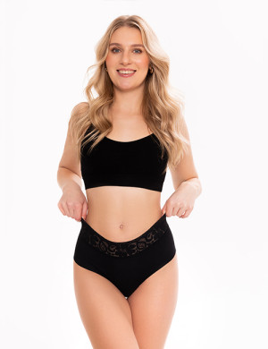 Figi Cotton Mood Brasil Czarne - bawełniane brazyliany damskie