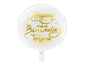 Balon foliowy Happy Birthday To You biały 35 cm