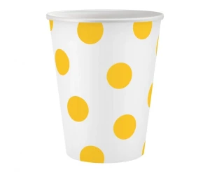 Kubeczki papierowe białe Groszki żółte 250 ml 6 szt.