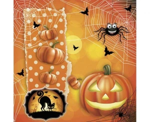 Serwetki papierowe Scary Halloween pomarańczowe 33 x 33 cm 20 szt.