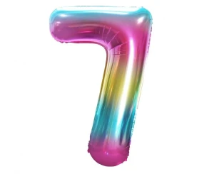 Balon foliowy Cyfra 7 tęczowy 85 cm