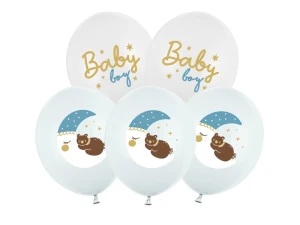 Balony lateksowe Baby Shower Baby boy niebieskie 30 cm 6 szt.