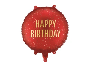 Balon foliowy pastylka Happy Birthday ciemny czerwony 35 x 35 cm