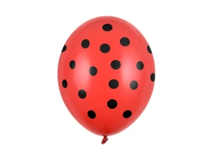 Balony lateksowe Kropki Poppy Pastel czerwone 30 cm 6 szt.