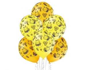 Balony lateksowe Bees żółte 6 szt.