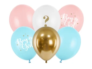 Balony lateksowe Gender Reveal Boy or Girl mix 30 cm 6 szt.