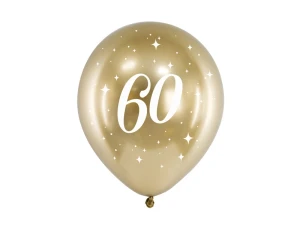 Balony lateksowe 60 urodziny Happy 60 Birthday Glossy złote 30 cm 6 szt.