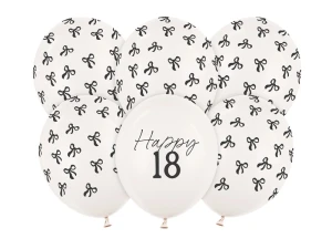 Balony lateksowe 18 urodziny Happy 18 Birthday Off-white Pastel 30 cm 6 szt.