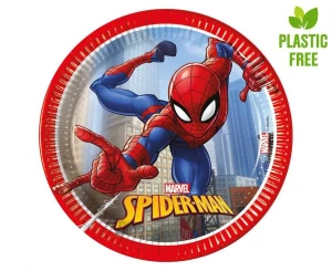 Talerzyki papierowe Spiderman Crime Fighter, next generation 20cm, 8 szt. (plastic-free)