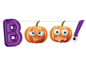 Girlanda papierowa Halloween Boo pomarańczowa 150 cm