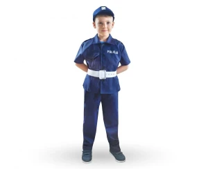 #LSC Zestaw dla dzieci Policjant (koszula, spodnie, czapka, pasek), rozm. 120/130 cm