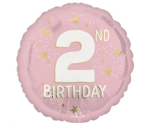Balon foliowy 2 urodziny Happy 2 Birthday Little miss różowy 45 cm
