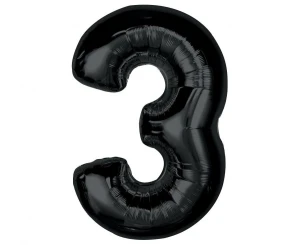 Balon foliowy Smart, cyfra 3, czarna, 92 cm