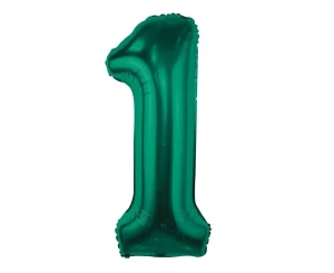 Balon foliowy Cyfra 1 butelkowa zieleń 85 cm