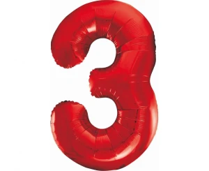 Balon foliowy Cyfra 3 czerwony 85 cm