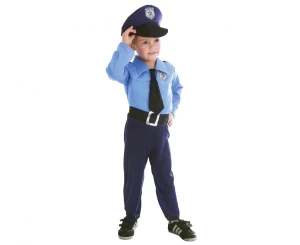 #LSC Zestaw dla dzieci Niebieski Policjant (czapka, koszula z krawatem, spodnie, pasek), rozm. 92/104 cm