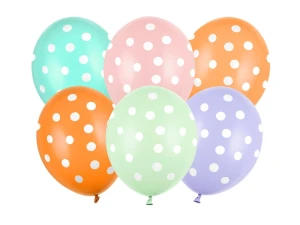 Balony lateksowe Kropki mix 30 cm 6 szt.