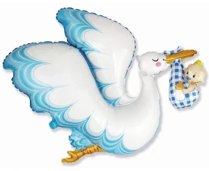 Balon foliowy Baby Shower Bocian Baby Boy niebieski 60 cm