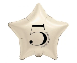 Balon foliowy 5 urodziny Happy 5 Birthday Gwiazda kremowy 45 cm