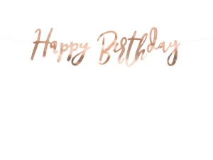 Baner Happy Birthday różowo-złoty 16,5 x 62 cm