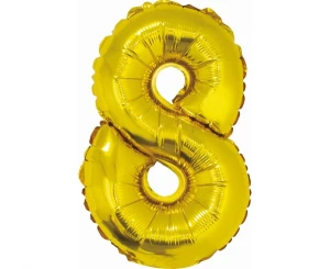 Balon foliowy Cyfra 8 złoty 35 cm