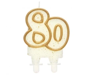 Świeczka Cyfra 80 złota kontur