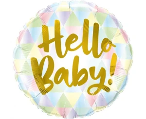 Balon foliowy 18 cali QL CIR Hello Baby| dekoracje na powitanie dziecka