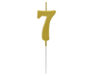 Świeczka Piker Cyfra 7 metaliczna złota 9,5 x 2,3 cm