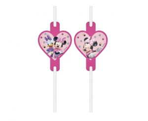 słomki papierowe z medalionem Myszka Minnie (Minnie Mouse) Junior 4 szt.