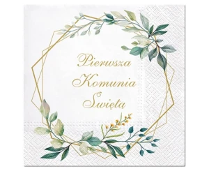 Serwetki papierowe Pierwsza Komunia Communion Leaves Frame 33 x 33 cm 20 szt.