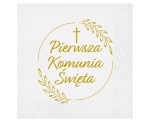 Serwetki papierowe Pierwsza Komunia Święta kłosy 33 x 33 cm 20 szt.