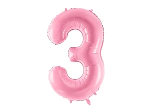 Balon foliowy Cyfra 3 różowy 86 cm