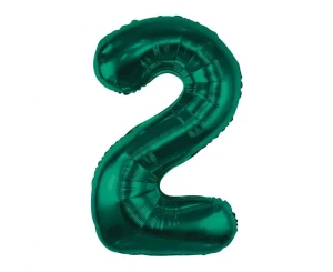 Balon foliowy Cyfra 2 butelkowa zieleń 85 cm