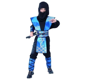 #LSC Zestaw dla dzieci Niebieski Ninja (kaptur, bluza, spodnie, osłony rąk, nóg i ciała), rozm. 120/130 cm