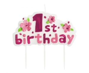 Świeczka Roczek na pikerach 1st Birthday różowa