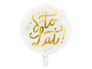 Balon foliowy Sto lat! biały 35 cm