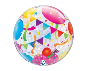 Balon Bubble Birthday Surprise przezroczysty 55 cm